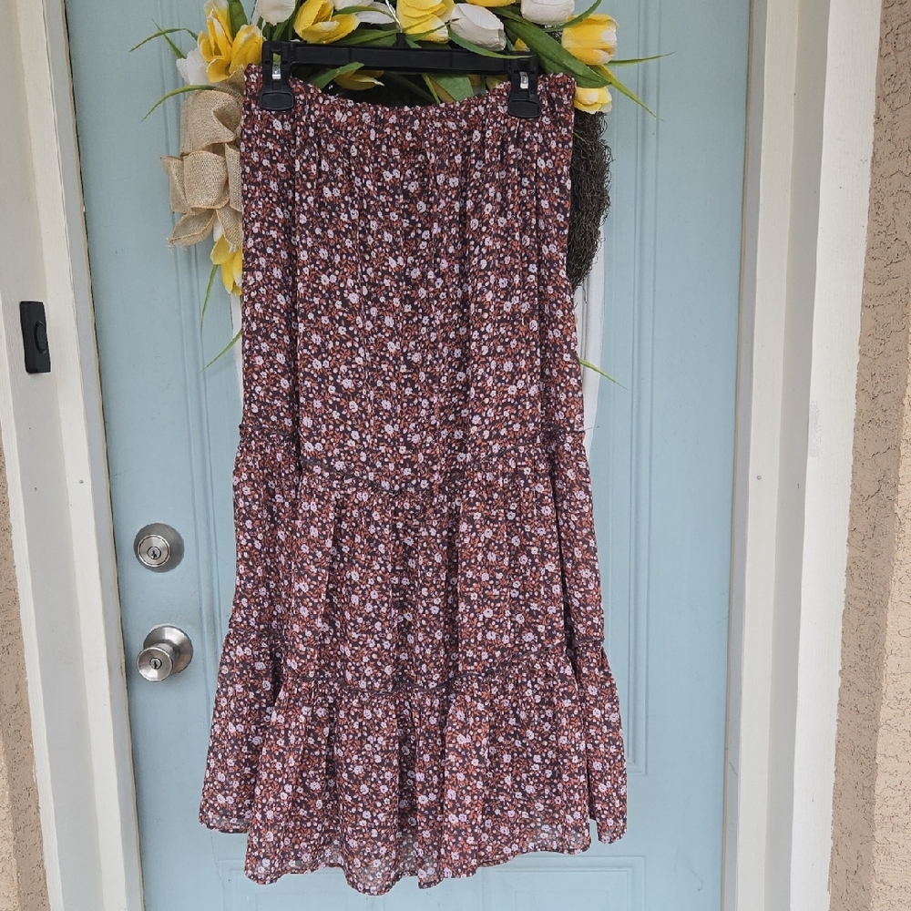 aerie Floral Tiered Maxi Skirt